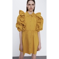 32312 Women's Yellow Dress Yellow Ruffle Dress