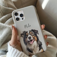 Custom Pet Phone Case with Photo + Name Portrait for iPhone, Personalized Dog Phone Case Cat Phone C