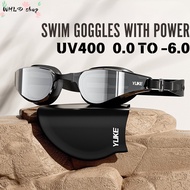 Swimming Goggles Adult With Power Anti UV400 Glare Anti Fog Mirror Lens Training Goggles