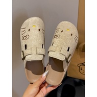 selipar selipar perempuan Cat Cartoon Embroidered Birkenstocks - Women's Casual Half Slippers