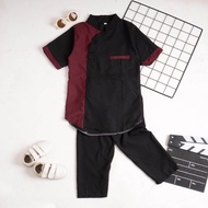 Setelan Koko Kurta Anak Celana Panjang Pariasi Link Baju Muslim Kids Junior Usia 1-10 Tahun