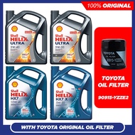 (WITH Original Toyota Oil Filter) Shell Helix Ultra 5W40 5W30 / HX7 10W40 5W30 Engine Oil (4L)