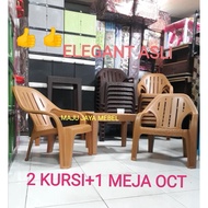 SET OF 2 MULTI-PURPOSE RELAXING CHAIRS TB 03 + 1 ELEGANT TABLE OCT STRONG RATTAN PLASTIC