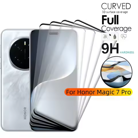4PCS For Honor Magic 7 Pro Glass Honor Magic 7 Pro Glass 9H Full Curved Cover Screen Protector Huawe