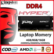 【พร้อมส่ง】หน่วยความจำหน่วยความจำ Kingston Fury DDR4 3200MHz 2666MHz 2400MHz 4GB 8GB 16GB หน่วยความจำแล็ปท็อปสำหรับเล่นเกม 260Pin SODIMM DDR4 RAM