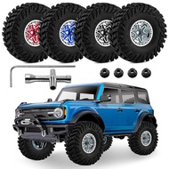 4PCS 137mm 2.2" Metal Beadlock Wheels&Tires for 1/8 Axial AXP8 1/10 Traxxas TRX4 SCX10 II III 90046 