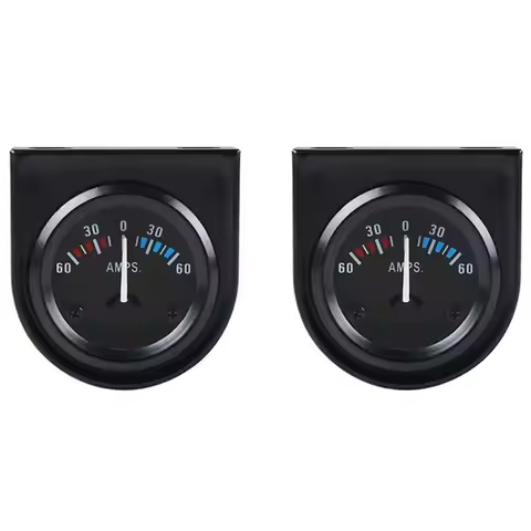 2Pcs 2 Inch 52Mm 12V Car LED Pointer Auto Boat AMP Meter Gauge 60-0-60 AMP Black