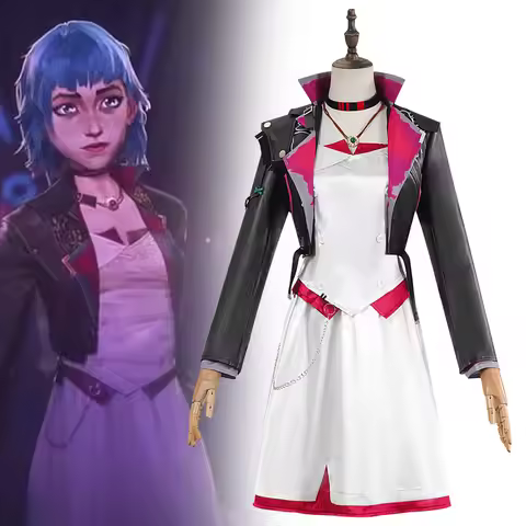 Anime LOL Arcane 2 Powder Cosplay Costume White Dress Jinx Cosplay Dancing Party Dress Ekko Role Pla