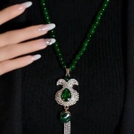 Vintage Ethnic Style Green Lucky Bag Necklace for Women