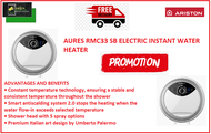 ARISTON AURES SMART ROUND RMC33 SB ELECTRIC INSTANT WATER HEATER / FREE EXPRESS DELIVERY