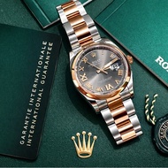 全新未使用-原廠膠膜未拆 ROLEX Datejust 36 | 永恆玫瑰金x 蠔式鋼 | 石灰色鑲鑽面盤 | 126201