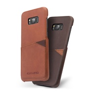 QIALINO SAMSUNG Galaxy S8 Plus 真皮插卡背套(淺棕色)