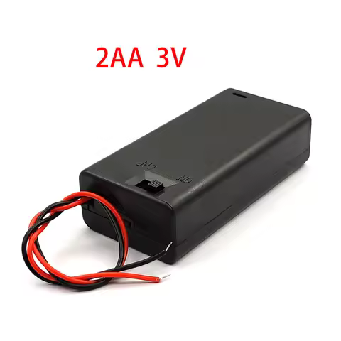 2AA Battery Box 2 AA 3V Battery Case AA Battery Storage Box With Cover With Switch 2 x 1.5V AA Black