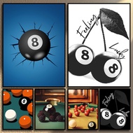 Surreal Billiard 8th ball Victory Billiards Poster Black and White Poster Indoor Billiards Wall Pain