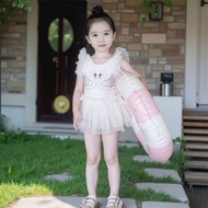 Oxy shop Cute Swan Pattern Girls' Swimsuit Lace Hair Cover + Very