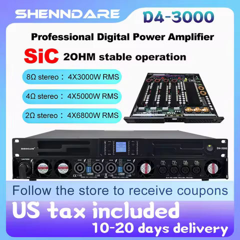 ShennDare D4-3000 2ohm Stable Working 4x6800W 2OHM Professional Digital Audio Power Amplifier DJ Sub