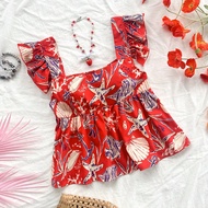 Plus Size Beach Ocean Creature Cap Sleeve Shirt