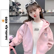 Jacket Aja Kids - Zip Hoodie for Girls KUROMI STAR CUTE (1th - 12th) Jacket SANRIO Kid Korean StyleG