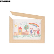 SUNSHINE Photo Frame, Wall Decoration Changeable Wooden Kids Art Frame, Creative Rotatable Family Po