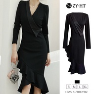 ZY.HT（ล้างสต๊อก ใช้คูปอง299บาทขึ้นไป）เดรสผู้หญิง เดรสสีดำ เดรสเข้ารูป เดรสไปงานแต่ง เดรสทำงาน  เดรสเ