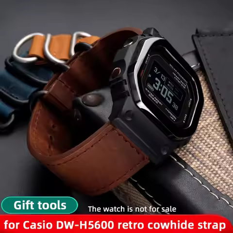 Modified retro cowhide watch straps for Casio G-SHOCK 3516 DW-H5600 DW-H5600MB convex end leather wa