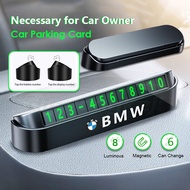 [Ready Stock] BMW Logo Car Phone Number Card Plate Luminous Sticker Number Car Temporary Parking Car