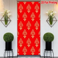 1pc, 2d flat printing Festive Door Cover Banner 70.9x 35.4in party banner Festive Red Floral Design 