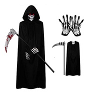 [zcinns] Halloween Grim Reaper Costume Set Skeleton Gloves Sickle Prop for Photo Props