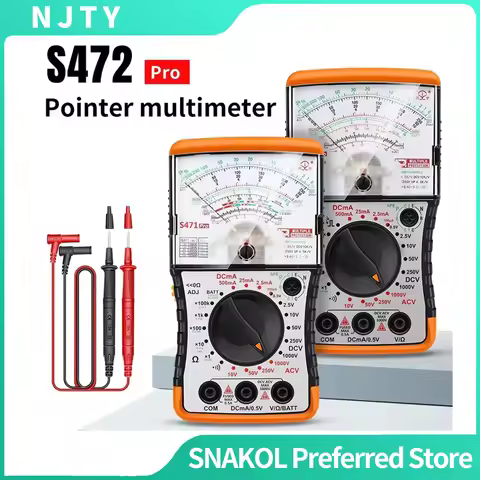 NJTY S472 Analog Pointer Multimeter 1000V AC/DC Voltage Tester DC Current Resistance Universal Needl