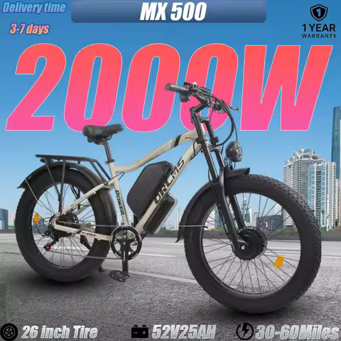 MX500 Peak Power 3000W Dual Motor E Bike 52V25Ah Battery Snow Electric Bicycle 26 Inch Fat Tire City