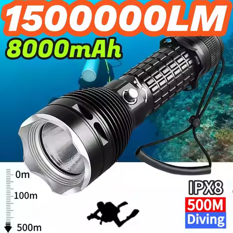 High Power Diving Flashlight IP68 Highest Waterproof Rating Professional Diving Light Powered by 186