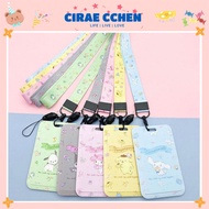 Lovely Cartoon Cinnamoroll MRT Ezlink Card Protective Case &amp; Keychain | Sanrio Transparent PVC sheet cover | Slide cover design bus card student card holder case | Key chain ID case