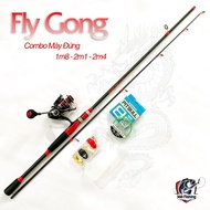 Lure Fly Gong Fishing Rod Combo Vertical Reel Fishing Rod FS3000 with PE X8 100M Parachute Line and 