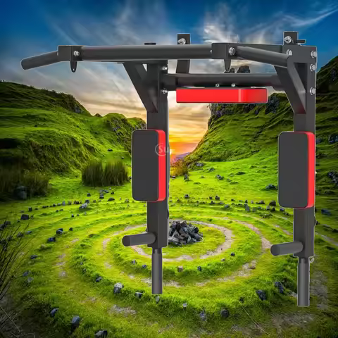 Wall Mounted Pull Up Bar Sturdy Steel Fitness Wall Equipment for Pullups Chin Ups Leg Raises and Dip