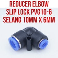 PVG10-6 PVG 10-6 Pneumatic Connector Elbow Fitting L Reducer Slip Lock Hose 10mm to 6mm Connector 10