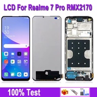 AMOLED OPPO หน้าจอ LCD สำหรับ Realme 7 Pro จอแสดงผล Lcd แบบสัมผัสหน้าจอ RMX2170ด้วยกาวเครื่องมือเปลี