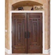 Pintu utama kupu tarung clasik dan kusen kayu jati solid