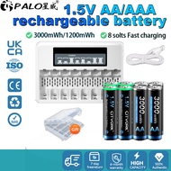 PALO AA/AAA Rechargeable Battery 1.5V Lithium battery and 8 Slots fast Charger AA/AAA Rechargeable B