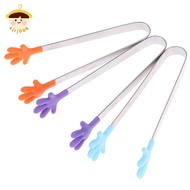 〔8C05〕 Silicone Stainless Steel Cooking Kitchen Ice Tong Food BBQ Salad Hand Clip 〔8C〕