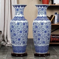 Jingdezhen Blue and White Porcelain Large Vase Antique Gracked Glaze Crackled Glaze Living Room Floor Large Vase Decorat