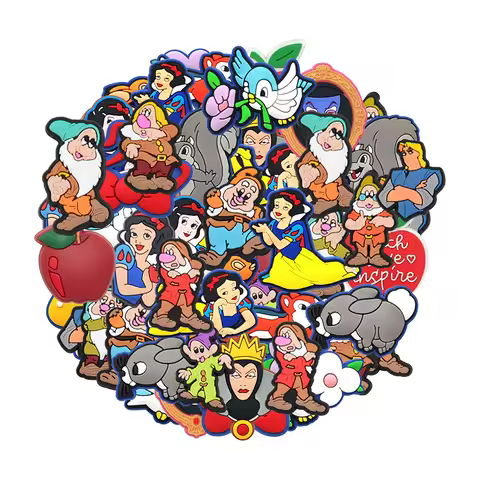 7-100PCS Disney Snow white and the Seven Dwarfs Shoe Charms Mix wholesale PVC Decoration Detachable