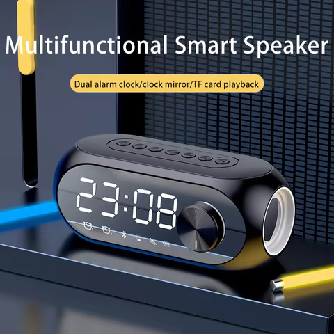RGB Wireless Bluetooth Speaker Subwoofer Alarm Clock FM Radio Clock USB Charging Electronic Clock Ho