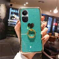 Oppo Reno 10 Malaysia version for OPPO Reno 10 Pro+ case casing Electroplated Ring Heart Soft Silicone Anti Collision for OPPO Reno 10 Pro Plus Back Cover
