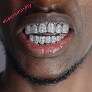 AUGUSTINA Hiphop Teeth Grillz, Removable Design Hip Hop Teeth Grillz Set, Gift Top & Bottom Set Zirc