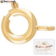 1 Box Beebeecraft 1 Box 20Pcs Spring Clasps 18K Gold Plated Spring Ring Round Clasps 7mm for Jewelry Making Findings