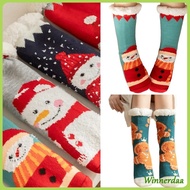 WINN Christmas Snowman Nonslip Furry Slipper Socks Sleep Hospital Socks with Grips