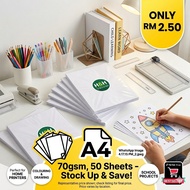 Kertas A4 Murah 70gsm (50pcs) | A4 Paper Homework & Printing | A4 Paper | Kertas A4 70gsm