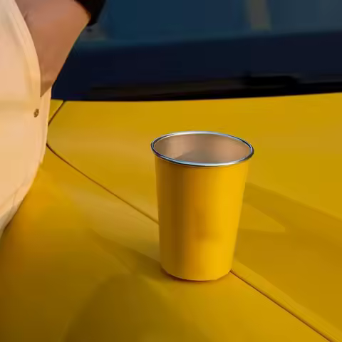 Stainless Steel Drinking Cups Travel Tumbler Yellow Coffee Mug Reusable Stainless Steel Lightweight 