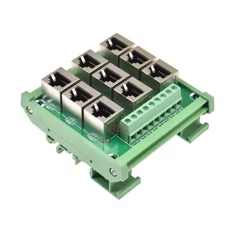 1PCS 9 way 9 port RJ45 8p8c female socket to terminal block adapter pcb board Network port RJ45 Ethe