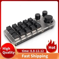 15 Keys 3 Knobs Macro Programmable Keyboard, 3 Connection Modes One Handed Macro Mechanical Keyboard